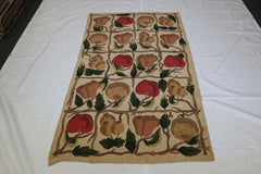 Fruits Design Rug, Handmade Indian Rug, 5x8 Area Rug