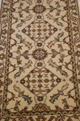 Oushak Runner Rug, Ivory Hand Knotted Rug