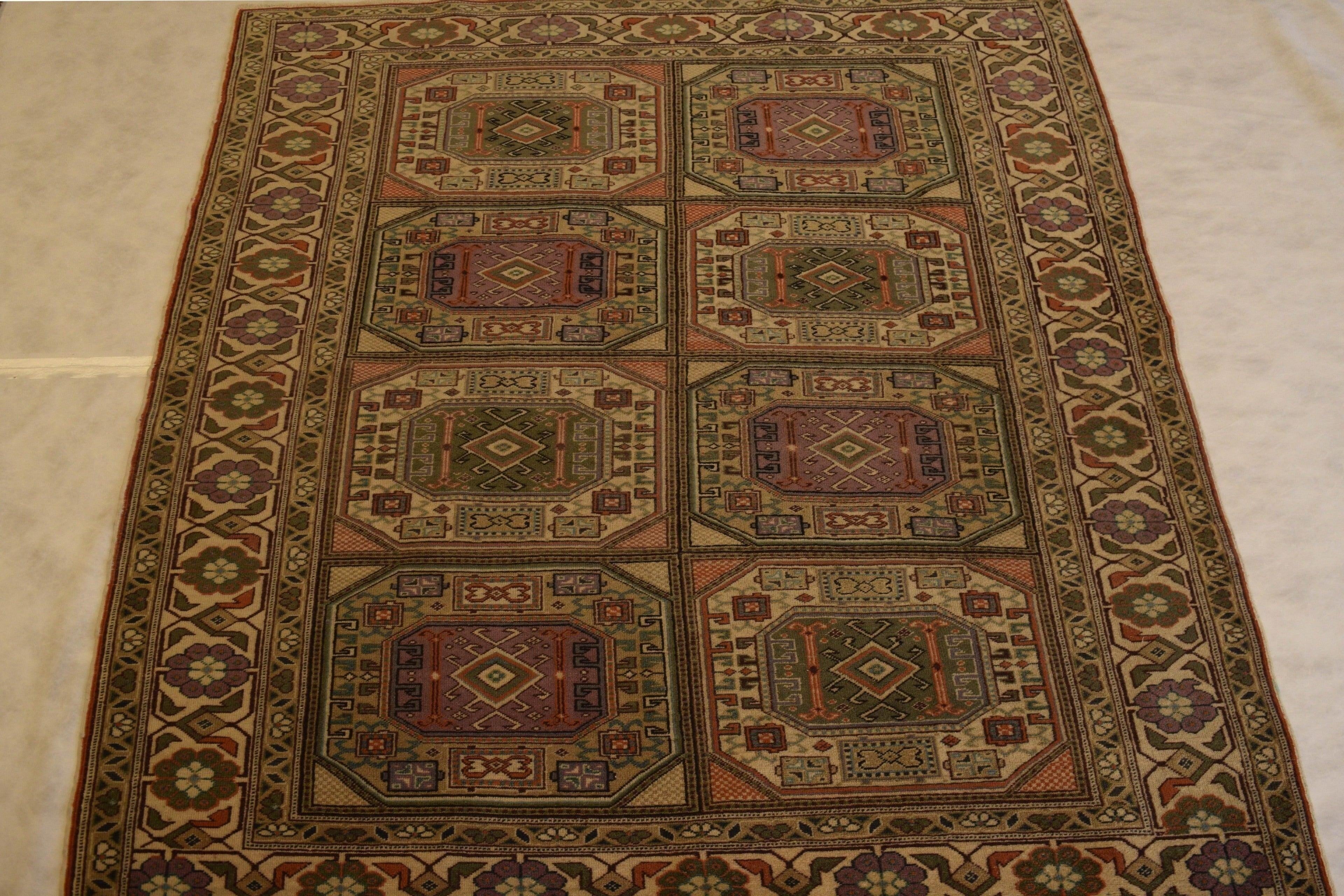 Kayseri Rug, Turkish Vintage, Colorful Area Rugs, Hand Knotted Rugs, Rug 5x7