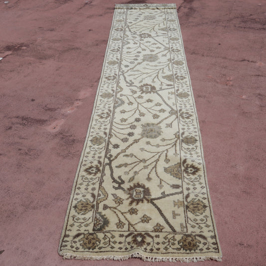 Oushak Runner, Oriental Runner, Persian Design Runner, 3x12 ft Rug