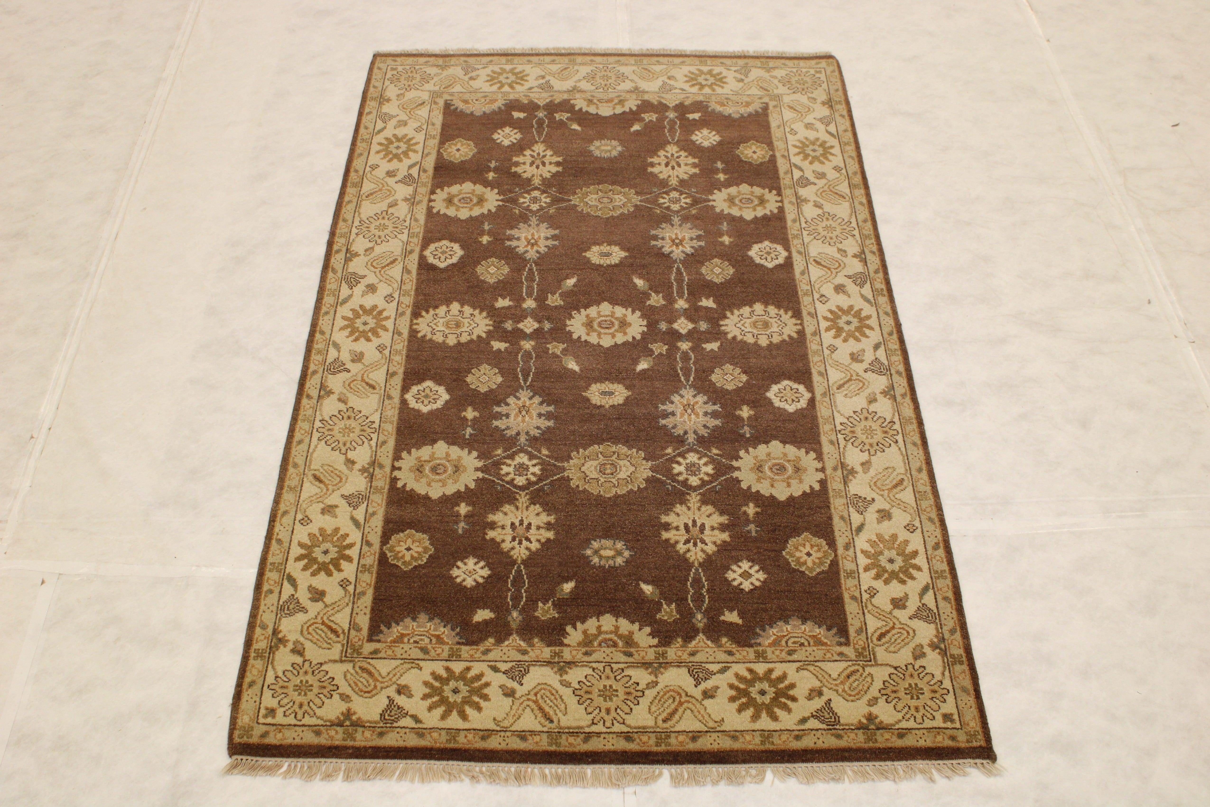 Brown Rugs, Hand Knotted Rug, Oushak Twisted Rug, 5x8 Rug, Rug Decor