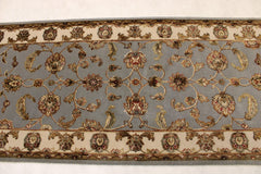 Silk and wool rug, Silk Flower Hand Knotted Runner Rug, 2'7" x 12'1"