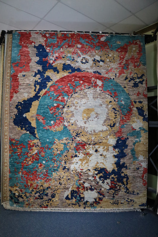 Sky Rug, Multi Design Rug, Hand Knotted Indian Rug
