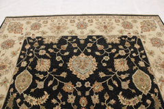Hamadan Jaipur Rug, Black Rugs, Hand Knotted, High Twist Rug, 9x12 Rug