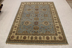 Sky Blue Rug, Oriental Wool Rugs, Knotted Rug, 9x12 Rug, Foyer Rug