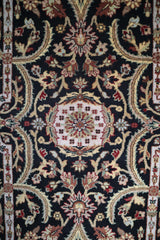 Black Rug, Hand Knotted Indian Rug, Traditional Rug, Area Rug 4x6