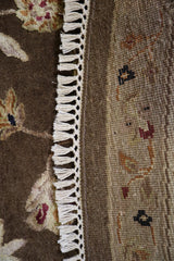 Silk Flower Rug, Round Rug, Hand Knotted Indian Rug
