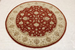 Red Oriental Rugs, Round Rug, Hand Knotted Wool Rug, Standard Rug Sizes