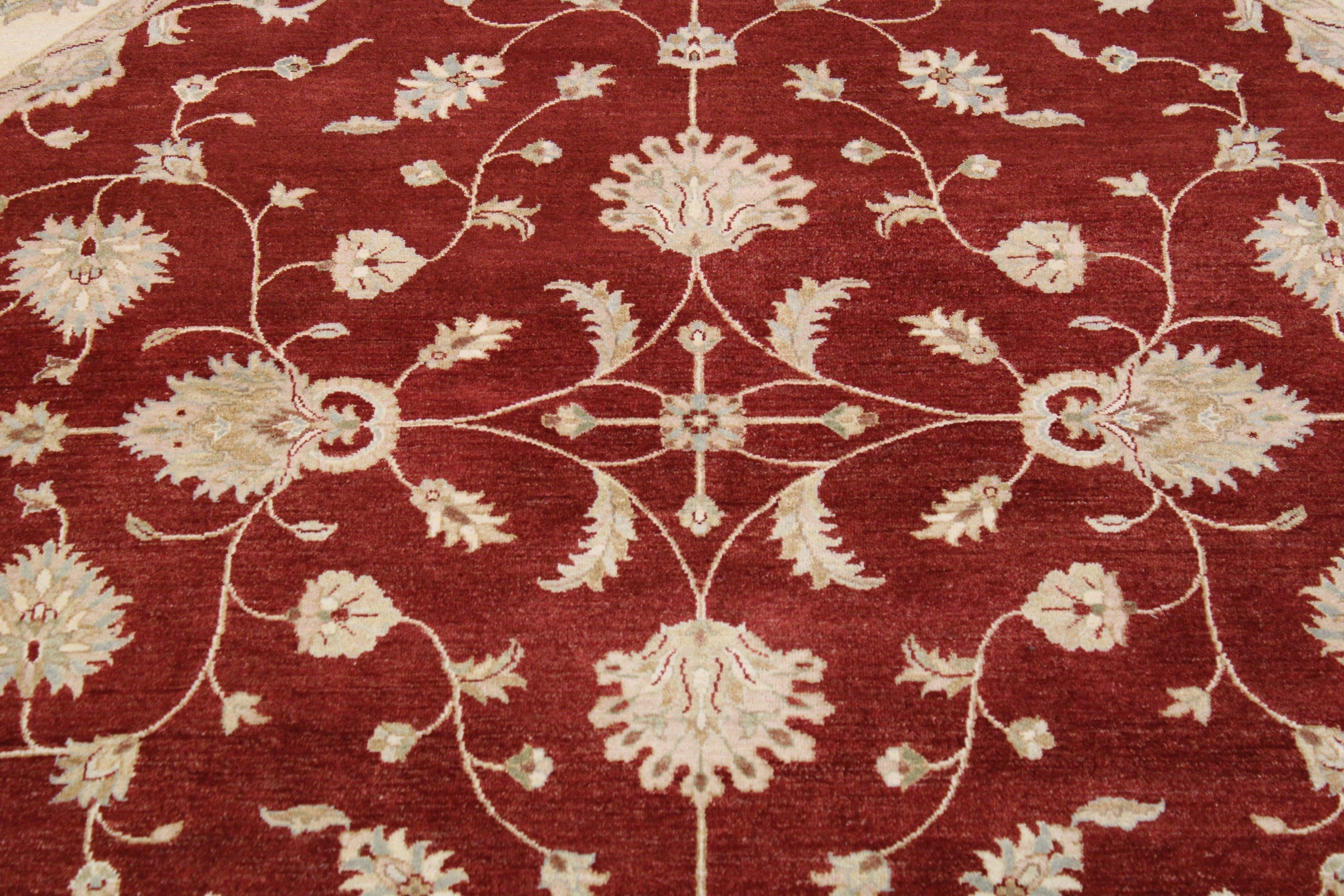 Red Round Rug, Oriental Rug, Knotted Rug, Kitchen Round Rug, Rug Decor