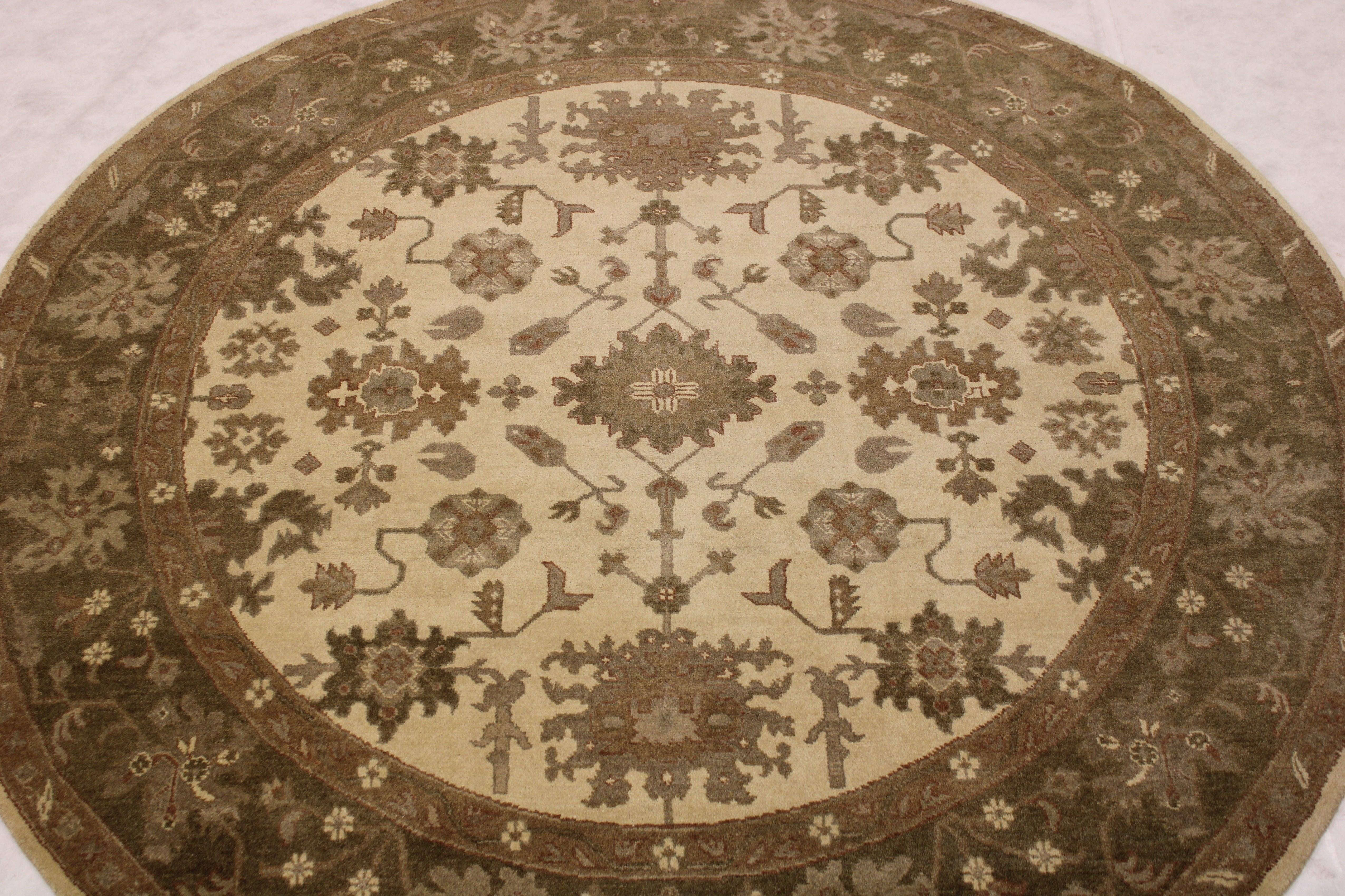 Oushak Rug, Round Rug, Vegetable Dyes Rug, Rug On Carpet, Kitchen Round Rug