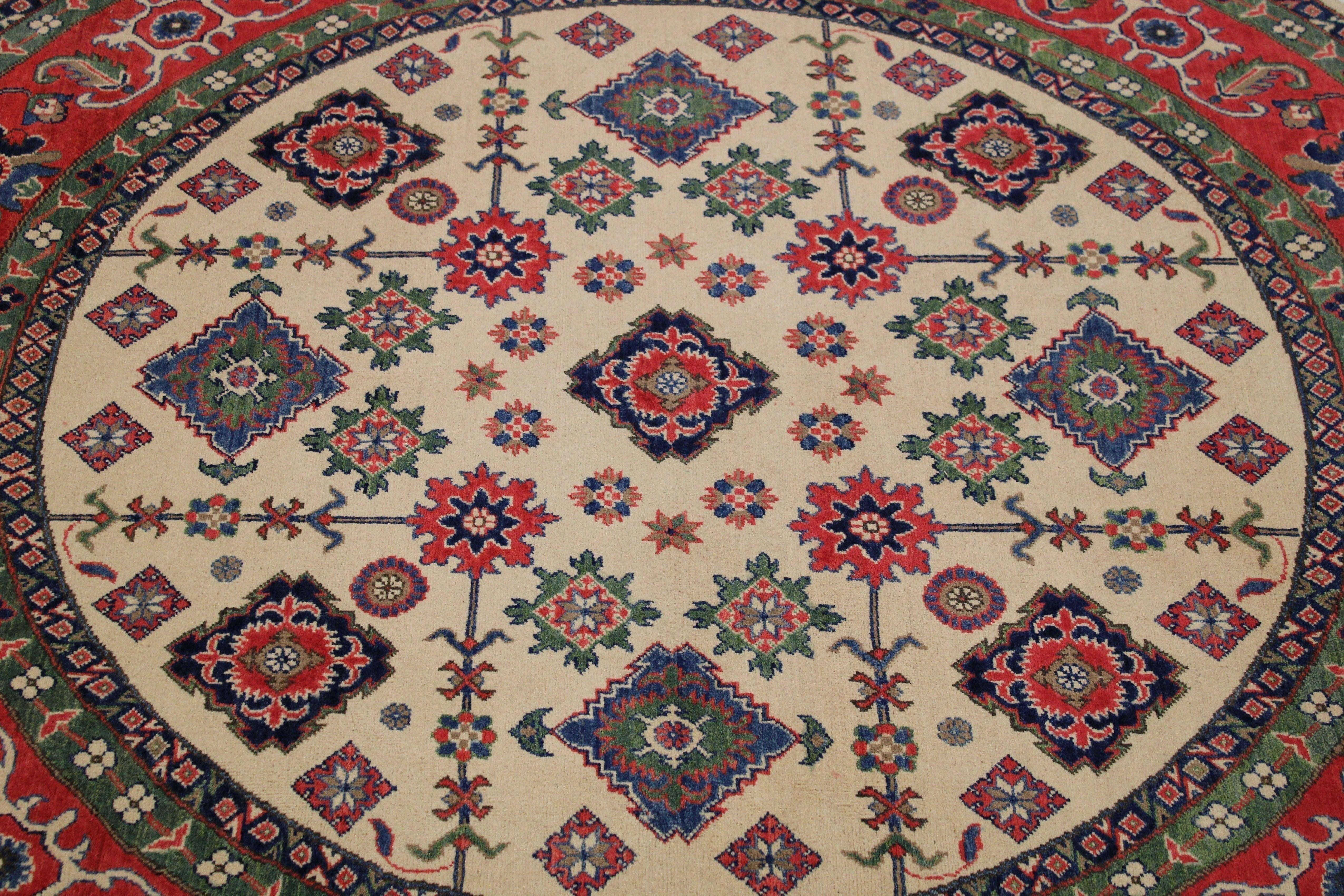 Kazak Rug, Round Rugs, Afghan Rug, Colorful Rugs, Round Carpet
