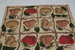 Fruits Design Rug, Handmade Indian Rug, 5x8 Area Rug