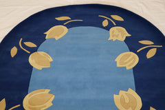 Hand Tufted Rug, Indian Round Rug, Oriental Wool Rug