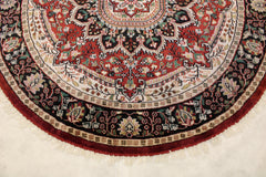Indian Round Rug, 4x4 Round Rug, Jammu Kashmir Rug