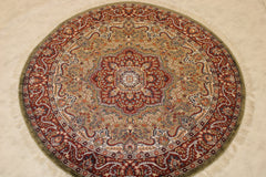 5x5 Round Rug, Indian Round Rug, Jammu Kashmir Rug