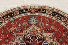 6x6 Round Rug, Indian Serapi Rug