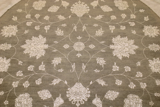 Hand Knotted Round Rug, Oushak Puja Design Rug
