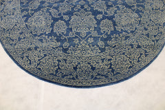 Round Rug, Oushak Rug, Blue Oriental Rug
