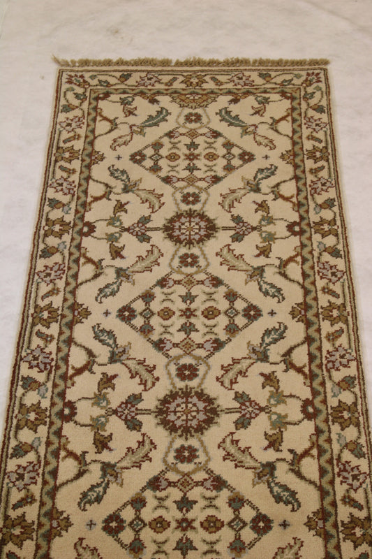 Oushak Runner Rug, Ivory Hand Knotted Rug