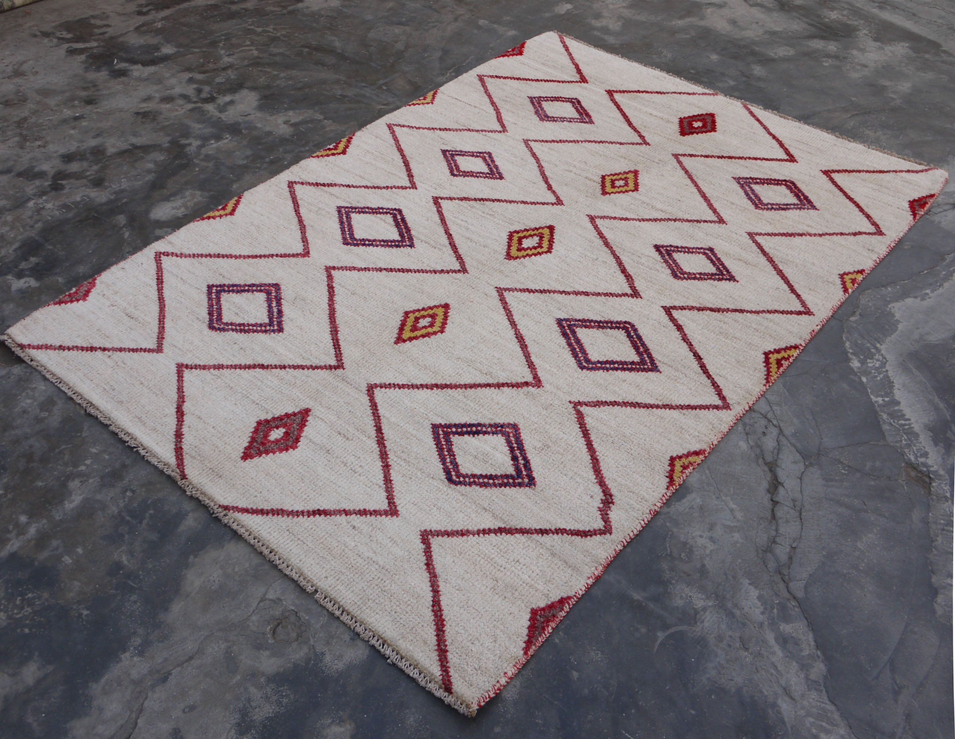 Afghan Rug, Moroccan Rug, Hand Knotted Wool Rug, 4x6 Area Rug