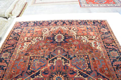 Heriz Rug, Persian Rugs, Colorful Area Rugs, 8x11 Rugs, Living Room Rugs 
