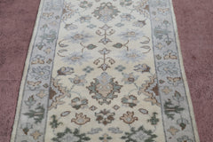 Oushak Runner, Hand Knotted, Fine Quality Runner, 3x12 Rug