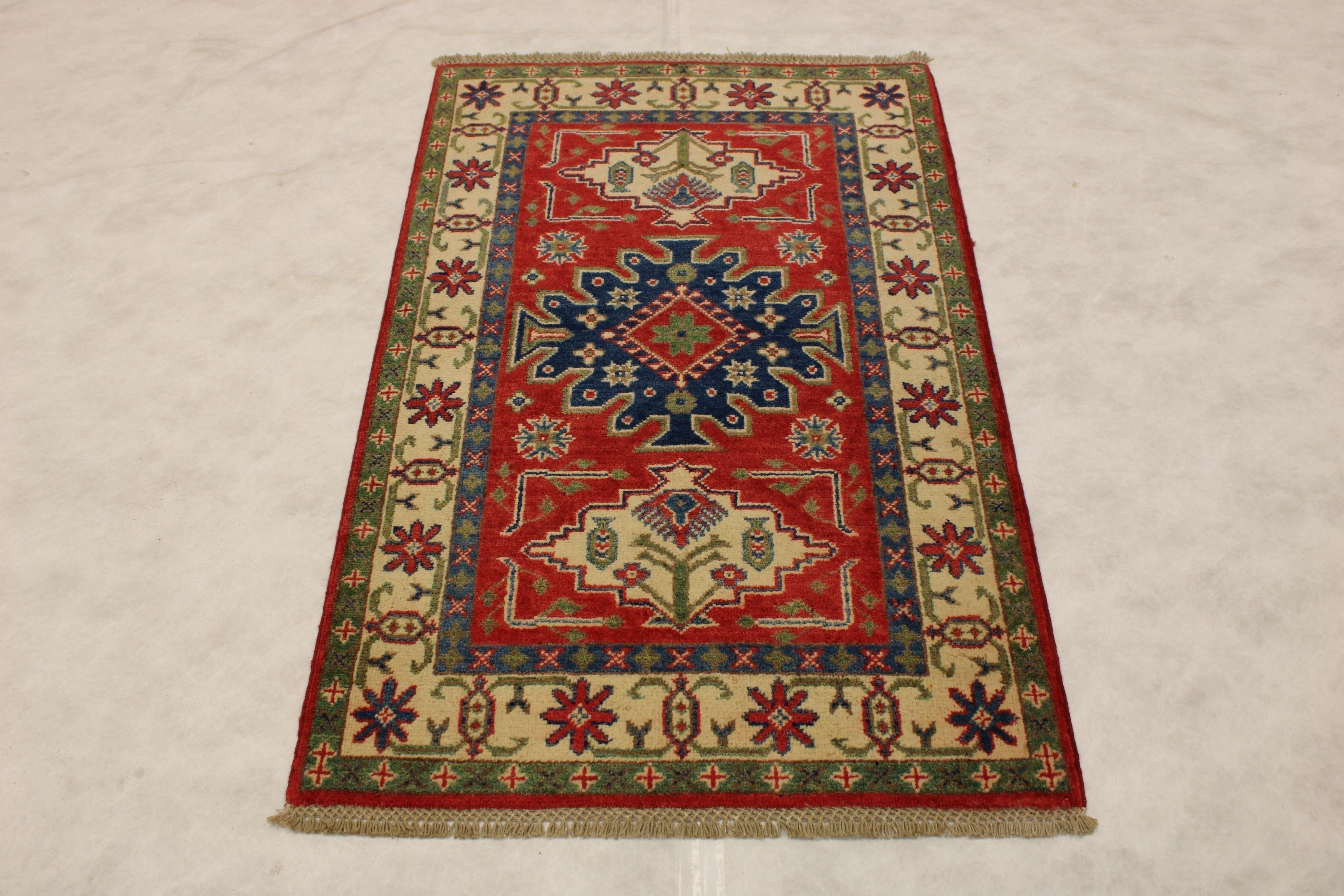 Kazak Rug, Tribal Rugs, Afgan Rugs, Elegant Rugs, 3x4 Area Rugs