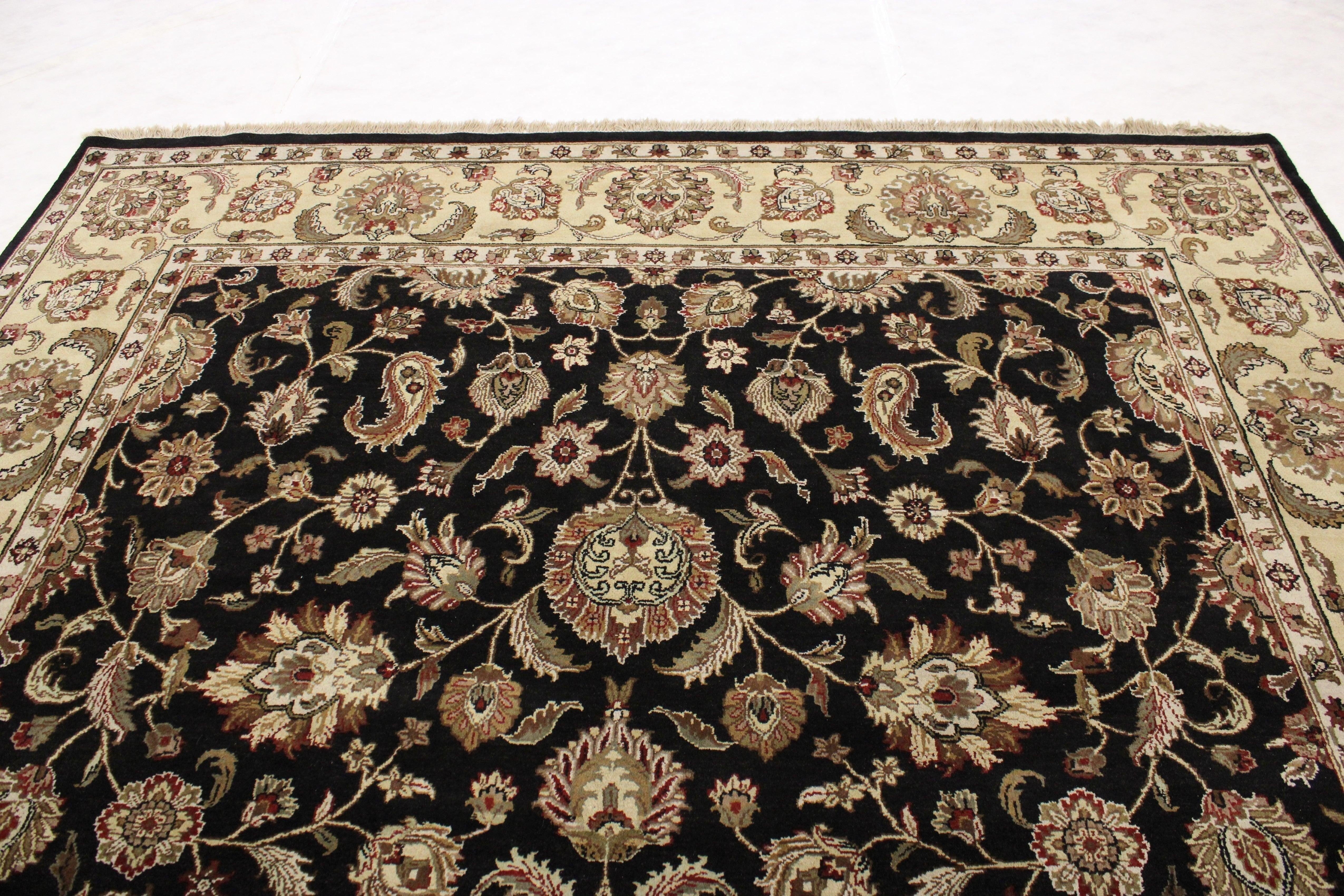 Jaipur Rugs, Black Oriental Rug, Hand Knotted Rug, Rug 9x12, Office Rugs 
