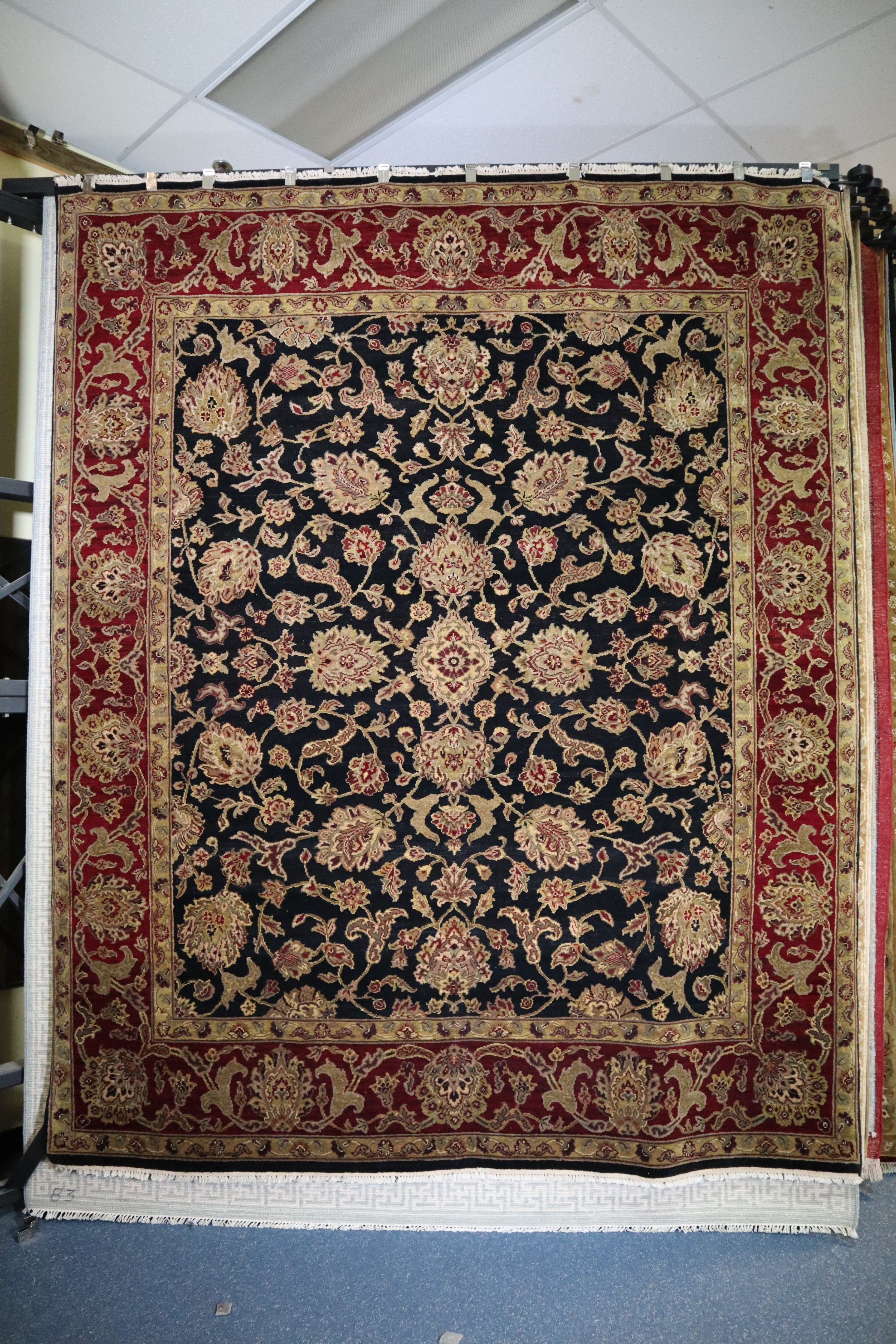 Jaipur Rug, Black Rug, Hand Knotted Oriental Rug, 8x10 Rug