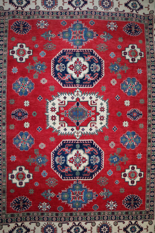 Kazak Rug, Tribal Afghan Rug, Hand Knotted Wool Rug