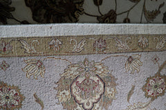 Silk Flower Rug, Hand Knotted Indian Rug, Traditional Rug