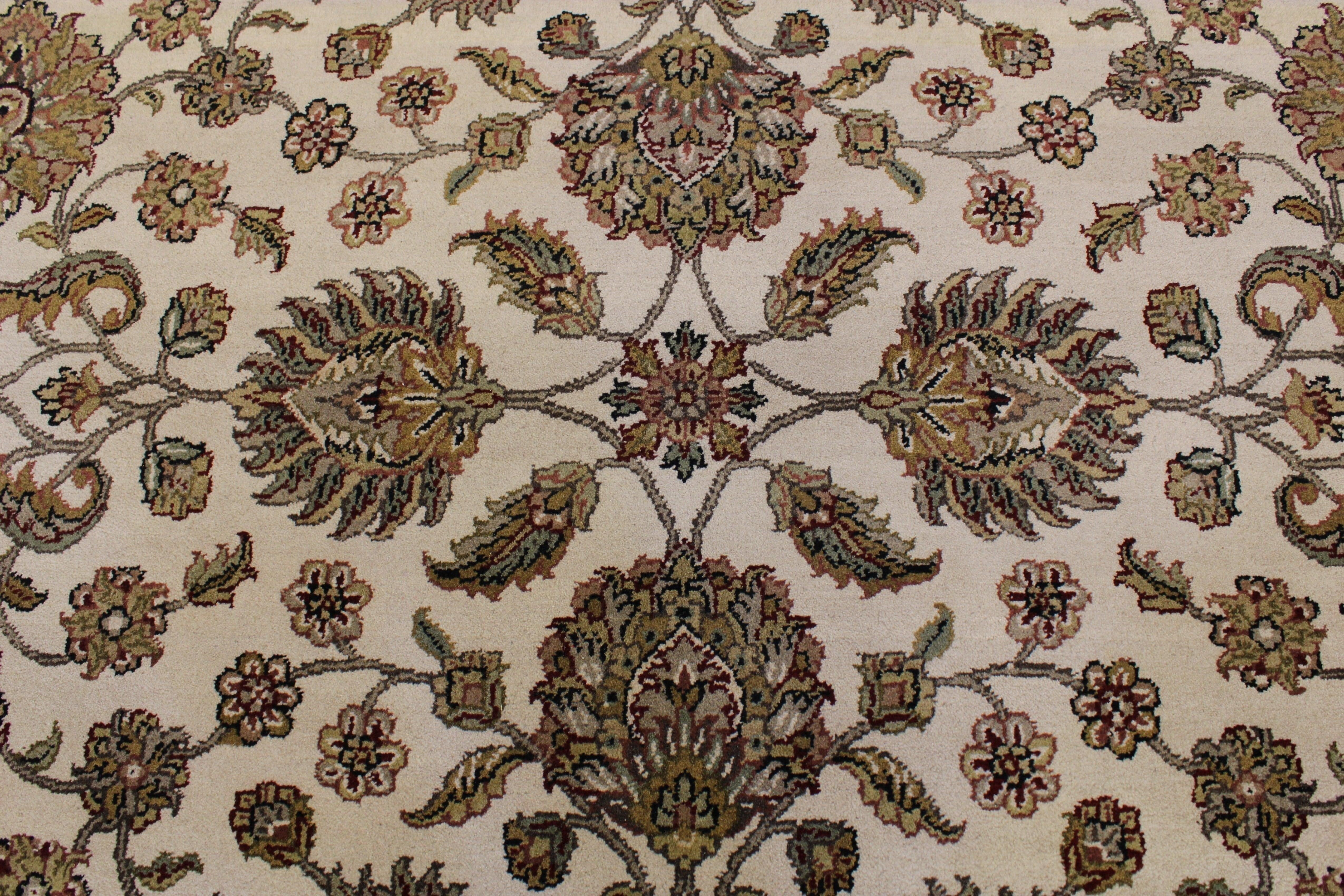 Jaipur Rug, Oriental Rug, Knotted Rugs, Ivory Rug, 9x13 Area Rugs 