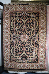 Black Rug, Hand Knotted Indian Rug, Traditional Rug, Area Rug 4x6