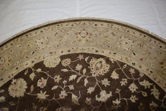 Hand Knotted Round Rug, Silk Flower Rug, Oriental Rug