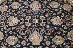 Jaipur Rug, Black Rug, Indo Rug, Round Rug, 9x9 Rug, Traditional Rug