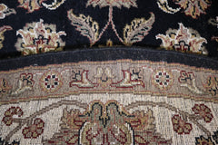 Jaipur Rug, Black Rug, Indo Rug, Round Rug, 9x9 Rug, Traditional Rug