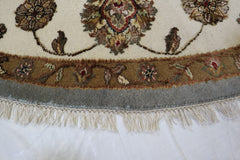 Light Blue Rug, Round Rug, Silk Flower Rug, Round Rug For Living Room