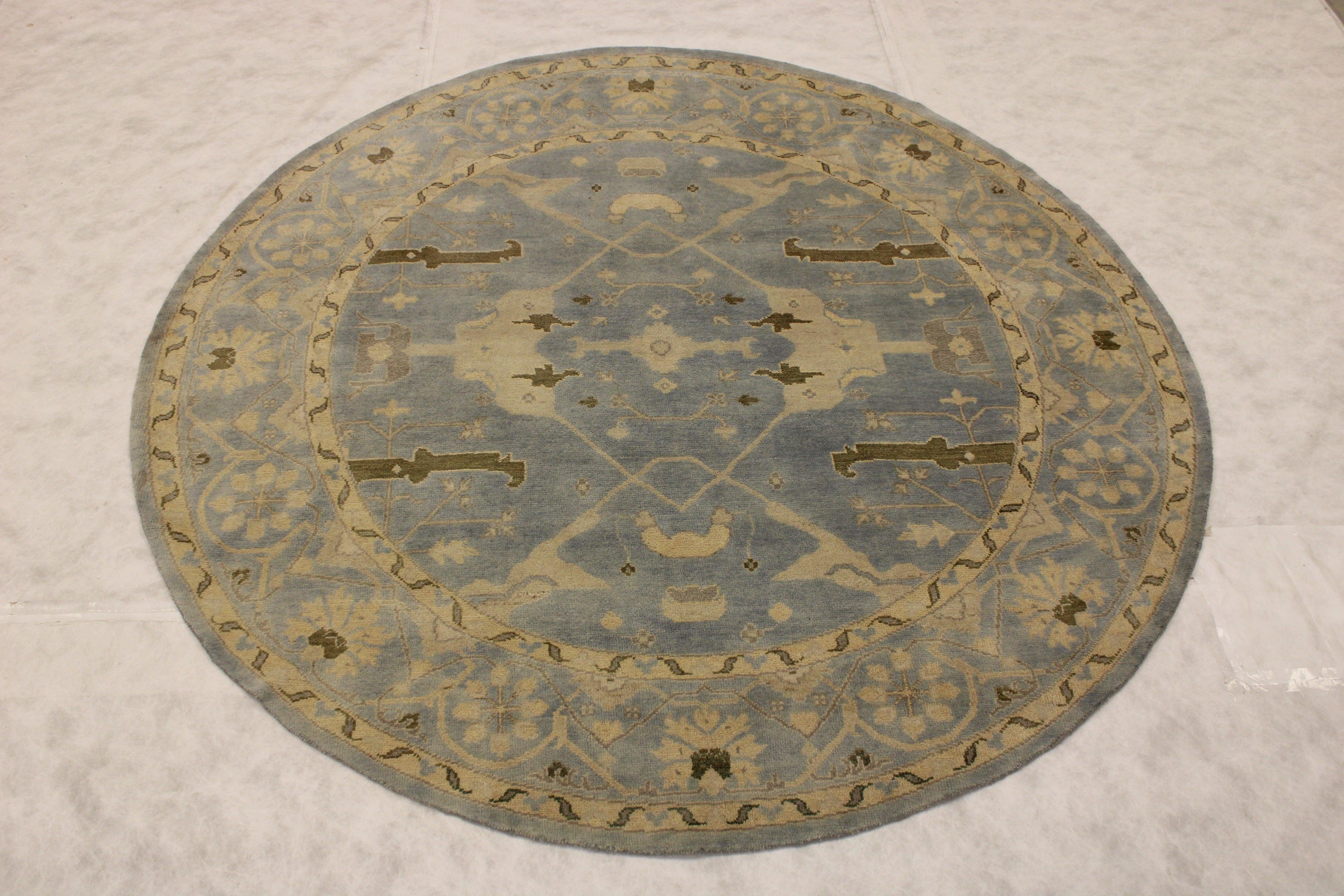 Round Rug, Oushak Rug, Oriental Style Rugs, Hand Knotted Rug 