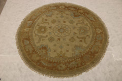 Round Rug, Oushak Rug, Hand Knotted Wool Rug, Round Carpet, Indian Rug 