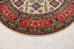 7'11" x 7'11" ft. Afghani Kazaak Round Rug