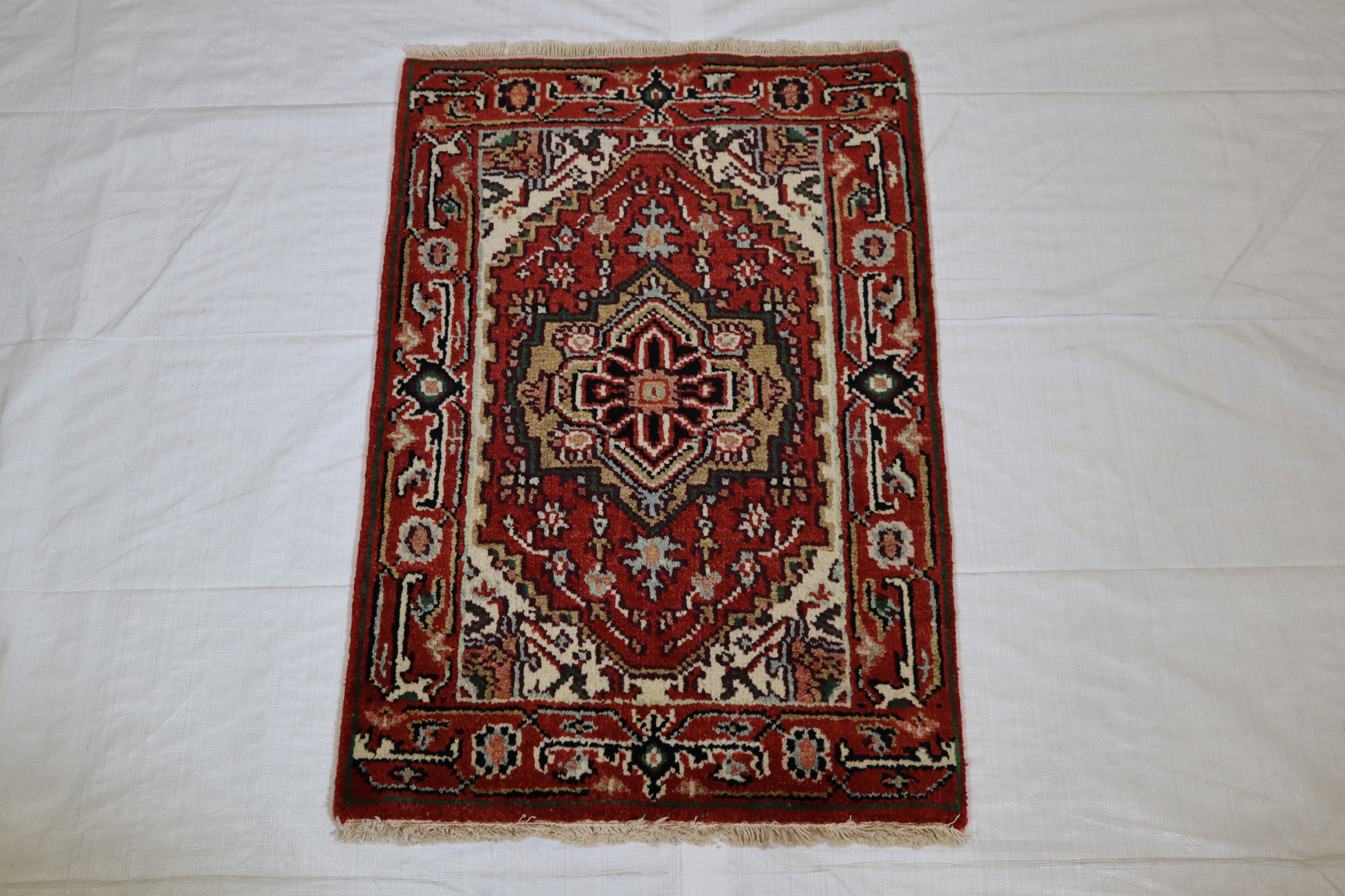 Serapi Rug, Persian Design Rug, Indian Wool Rug, 2x3 Rug