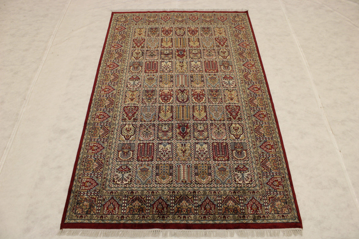 Garden Design Rug, Hand Knotted Wool Rug, Jammu Rug, Rug Colors, 6x9 Rug