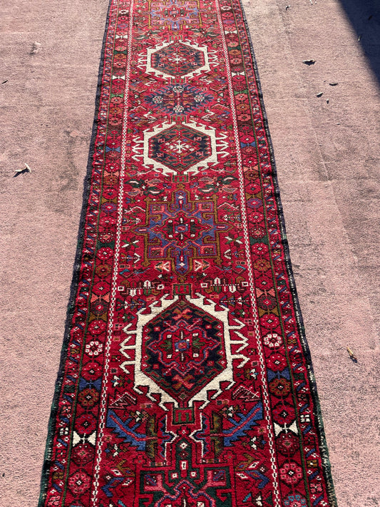 Karajeh Design Runner, Hand Knotted Wool Runner